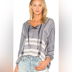 Rails Lily Blouse with Lace-Up Front - Sapphire Jacquard - S